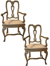 PAIR OF BAKER FURNITURE CARVED QUEEN ANNE CHAIRS