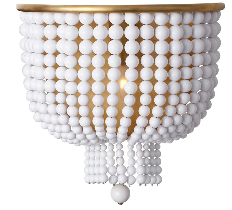 AERIN JACQUELINE MEDIUM SCONCE 10.25": AERIN JACQUELINE MEDIUM SCONCE 10.25" -SHOWROOM CONDITION -10.25" X 10" (EXTENSION: 5.75") -THIS AERIN LIGHT FIXTURE EXUDES A BOHEMIAN CHIC OR COASTAL ELEGANCE WITH ITS DISTINCTIVE DESIGN FEATURING DR