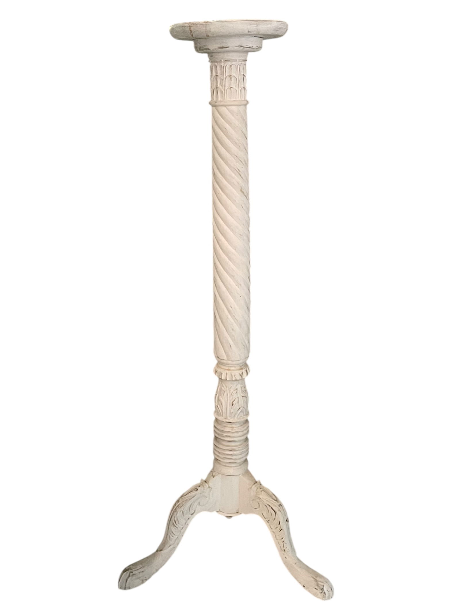 DISTRESSED CHIPPY PAINT CARVED WOOD PEDESTAL 54" (1 of 7)