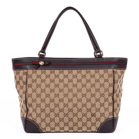 GUCCI MAYFAIR BOW TOTE  BEIGE/BROWN MONOGRAMMED CA