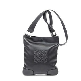 LOEWE ANAGRAM FLAT CROSSBODY BLACK CALFSKIN LEATHE
