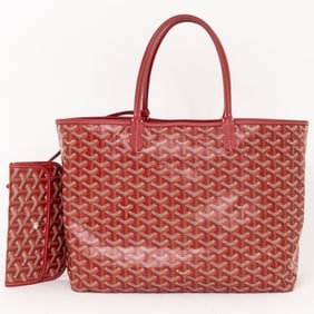 GOYARD SAINT LOUIS  PM RED GOYARDINE COATED CANVAS