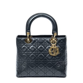 DIOR MEDIUM LADY DIOR ZIP BLACK CANNAGE LAMBSKIN L