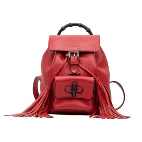 GUCCI BAMBOO TASSEL BACKPACK SMALL RED CALFSKIN LE