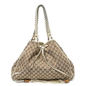 GUCCI LARGE PEGGY BRAIDED TOTE  MONOGRAMMED CANVAS