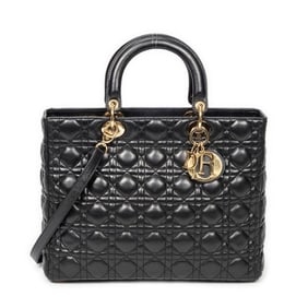 DIOR LARGE LADY DIOR ZIP  CANNAGE LAMBSKIN LEATHER