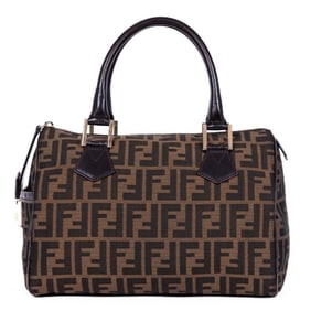 FENDI BOSTON  BROWN ZUCCA CANVAS GOLD