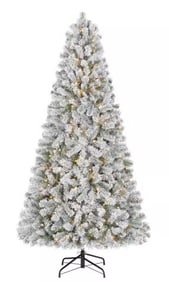 7.5 FT HOLIDAY TIME FLOCKED PRE-LIT CHRISTMAS TREE