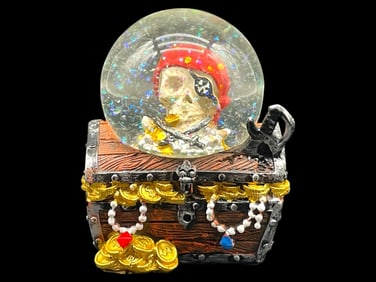 PIRATE TREASURE CHEST SNOW GLOBE 4"