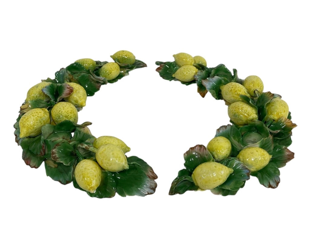 ITALIAN MAJOLICA LEMON-THEMED CANDLE HOLDERS 12" (1 of 7)