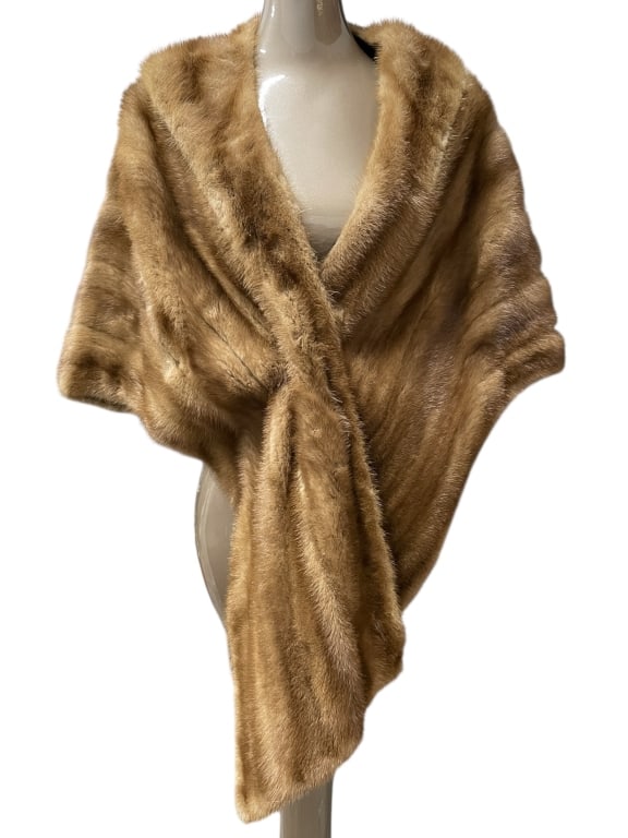 ARTHUR MAAS LIGHT BROWN MINK FUR STOLE (1 of 7)