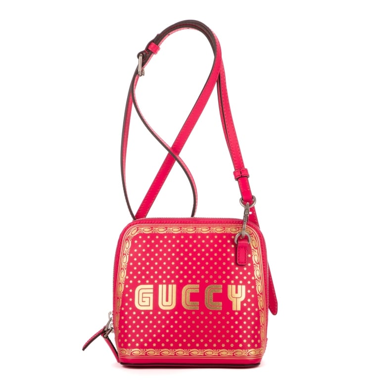 GUCCI LIMITED ED FUSHIA  LEATHER CROSSBODY BAG (1 of 6)