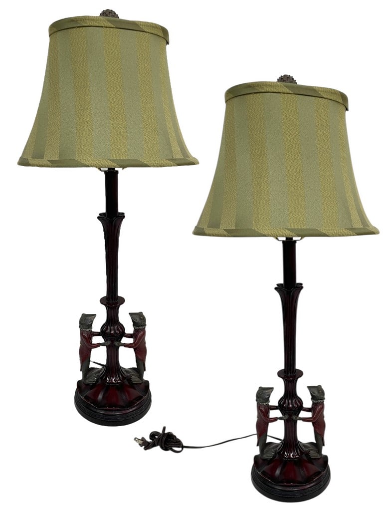 PAIR OF CARNIVALESQUE FIGURAL FROG TABLE LAMPS 29" (1 of 9)