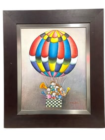 JOYCE ROYBAL PUFFY PEOPLE AIR BALLOON PAINTING 28"