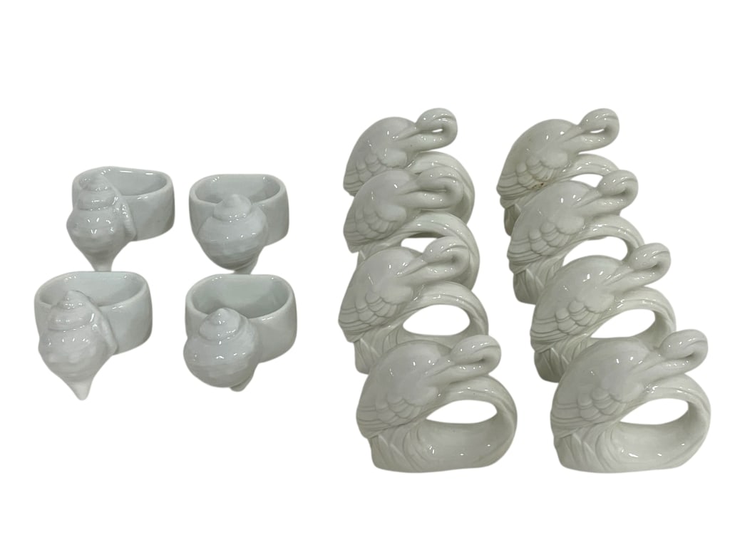 12 BIRD & SHELL PORCELAIN NAPKIN RINGS (1 of 4)