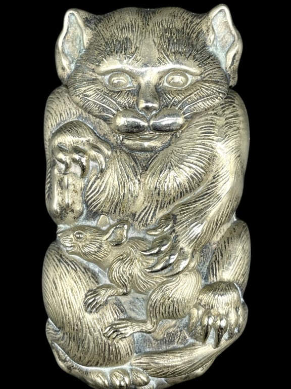 STERLING SILVER FIGURAL CAT & MOUSE VESTA CASE 40G (1 of 7)