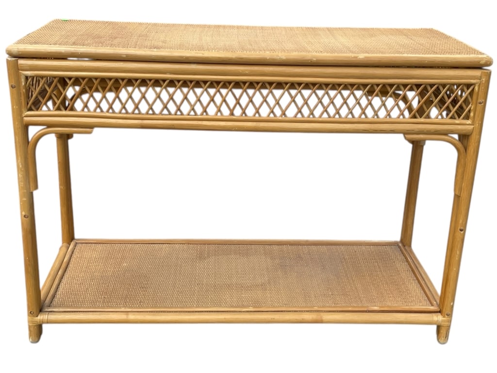 FLORIDA REGENCY STYLE BAMBOO & WICKER CONSOLE 42" (1 of 9)