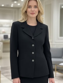 CHANEL BLACK BUTTON-FRONT JACKET SZ 40