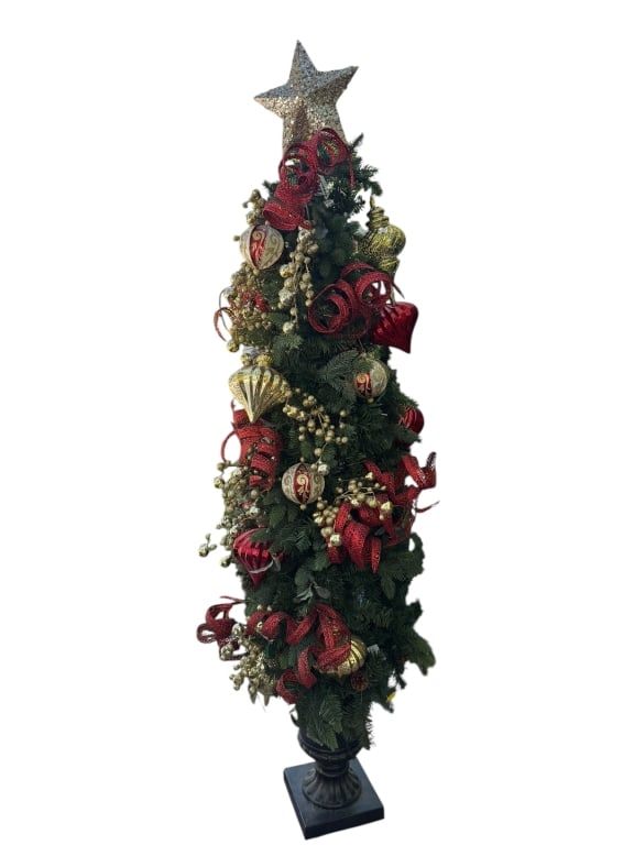 77" DECORATED CHRISTMAS TREE ON PEDESTAL BASE (1 of 3)