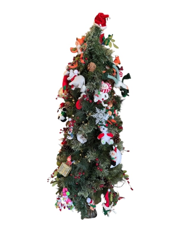 77" DECORATED CHRISTMAS TREE ON PEDESTAL BASE (1 of 2)