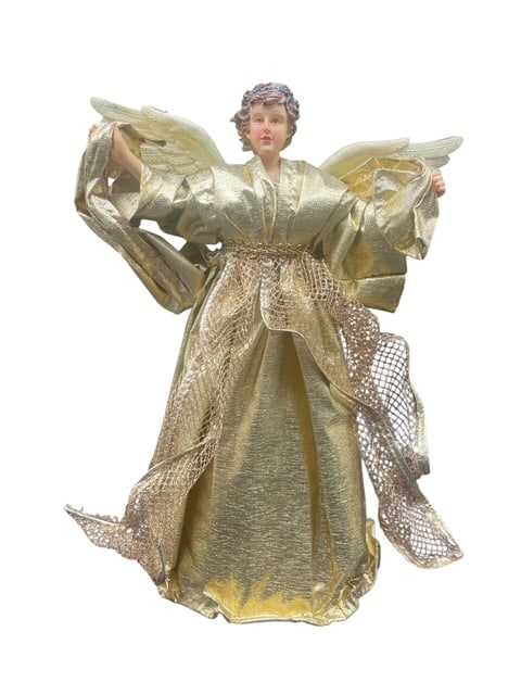 CHRISTMAS ANGEL TREE TOPPER GOLD DRESS AND WINGS (1 of 6)