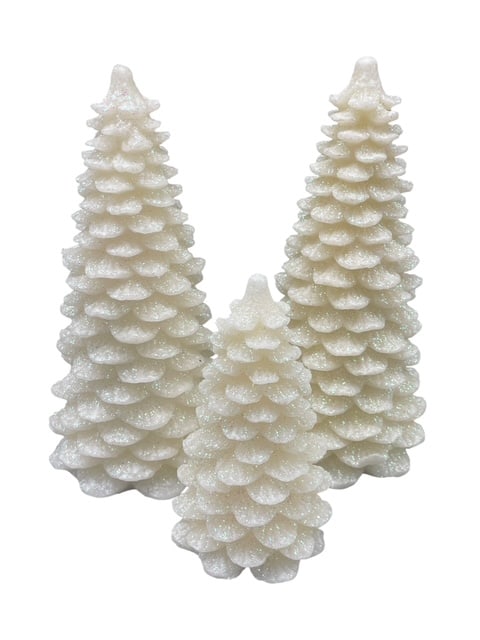 LOT OF GLOW CANDLE LOOKING GLITTER CHRISTMAS TREES: 3 GLOWING CHRISTMAS TREES - one small two big ones - they look like glitter covered on wax - uses batteries to light up, no batteries, untested DOLCE AND GABBANA LACE COVERED SUNGLASS CASE - excellent