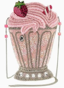 NEW MARY FRANCES SHAKE IT UP BEADED PINK MILKSHAKG