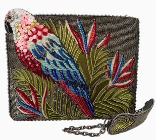 NEW MARY FRANCES RAINFOREST PARROT HANDBAG