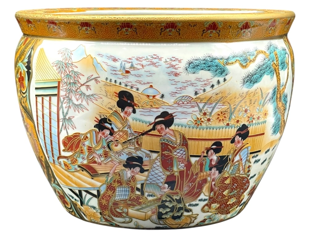 CHINESE PORCELAIN FISHBOWL / CACHE POT PLANTER 12" (1 of 5)