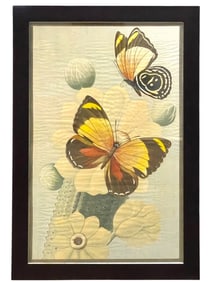 LARGE FRAMED BOTANICAL BUTTERFLY PRINT 48"