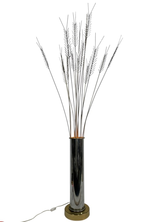 CURTIS JERE 1971 CHROME & BRASS TABLE LAMP 50" H (1 of 11)