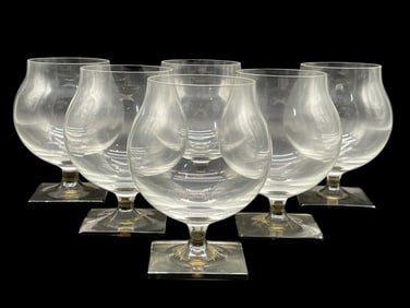 SIX ROSENTHAL CLEAR GLASS BRANDY SNIFTERS