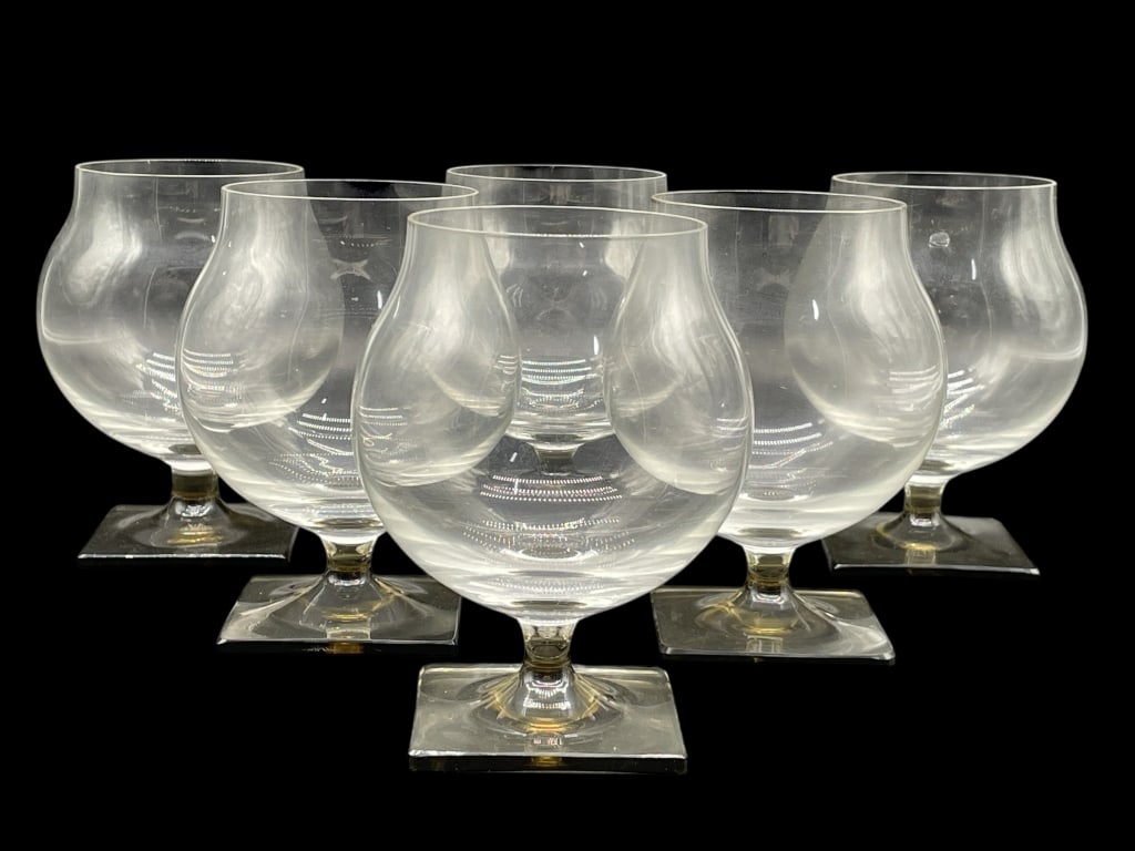 SIX ROSENTHAL CLEAR GLASS BRANDY SNIFTERS (1 of 6)
