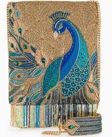 NEW MARY FRANCES PEACOCK FEATHERS CROSSBODY BAG