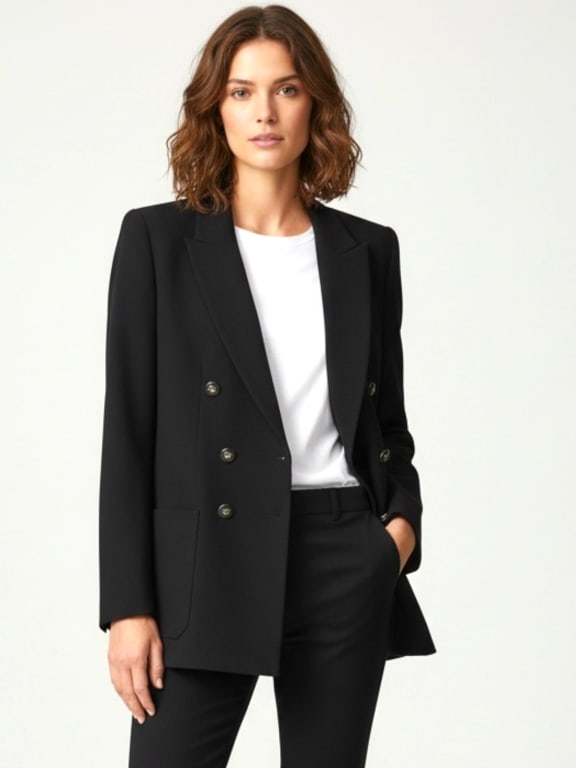 CHANEL BOUTIQUE BLACK DOUBLE-BREASTED BLAZER 8/10 (1 of 6)
