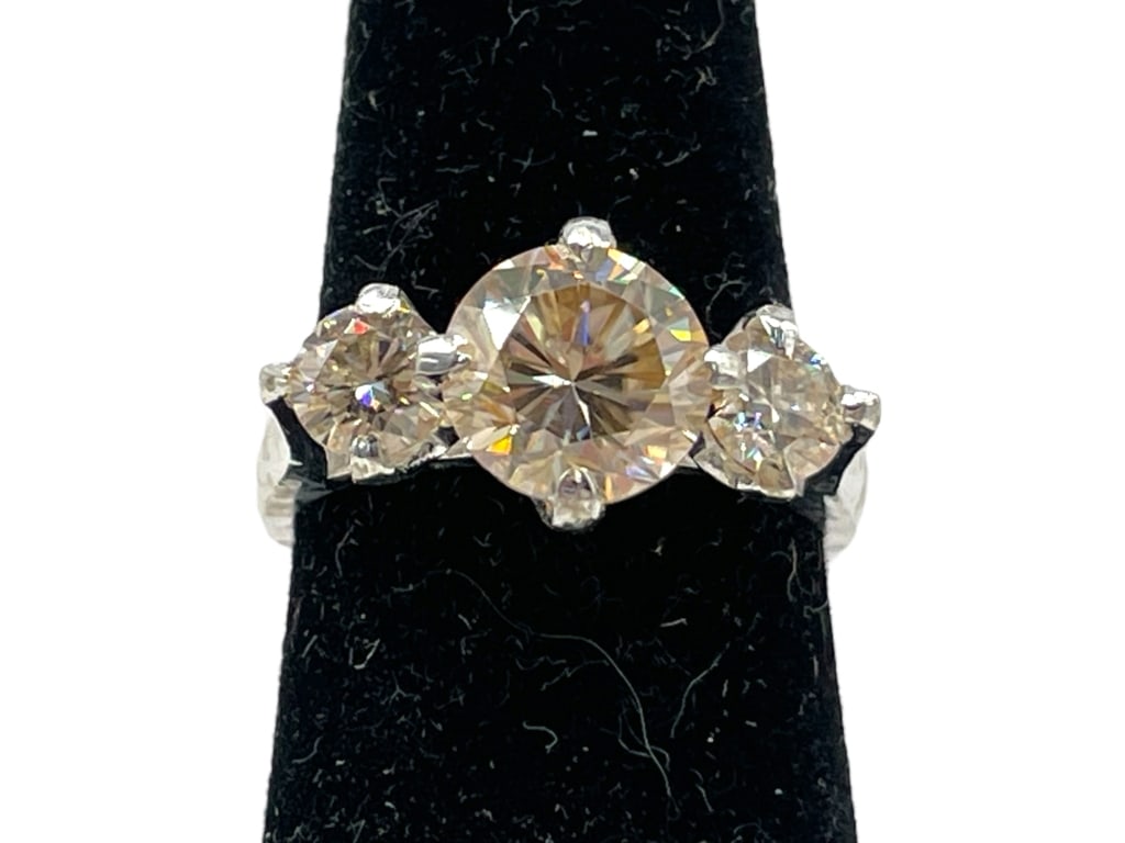 STERLING CHAMPAGNE CUBIC ZIRCONIA RING 2G SZ 7.25 (1 of 5)