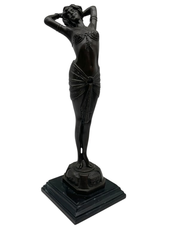 ART DECO BRONZE 'REVEIL' SIGNED SCULPTURE 16" (1 of 9)
