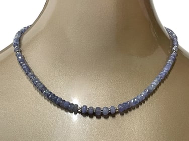 TANZANITE FACETED BEAD NECKLACE