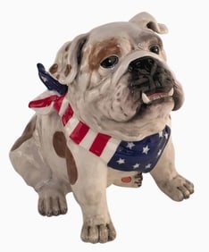 NEW! STARS AND STRIPES FRENCH BULLDOG COOKIE JAR