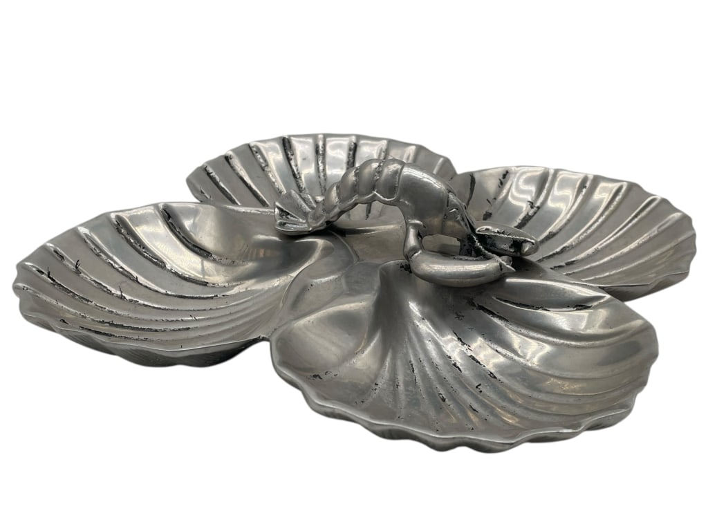BRUCE FOX ALUMINUM DISH W LOBSTER MOTIF 10" (1 of 7)