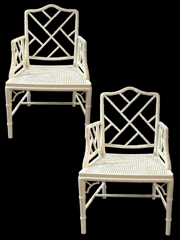 COASTAL FAUX BAMBOO CHIPPENDALE STYLE ARMCHAIRS (1 of 8)
