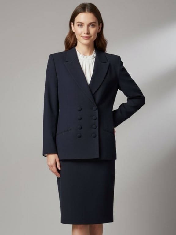 CHRISTIAN DIOR NAVY SKIRT SUIT SIZE 8 (1 of 7)