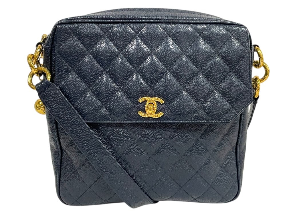 CHANEL NAVY QUILTED CAVIAR LEATHER CROSSBODY BAG (1 of 8)