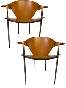 ARRBEN JOCAURO CHROME AND STEEL ARMCHAIS