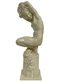 GUERBE SIGNED ART DECO CRACKLE-GLAZE FIGURINE 12"