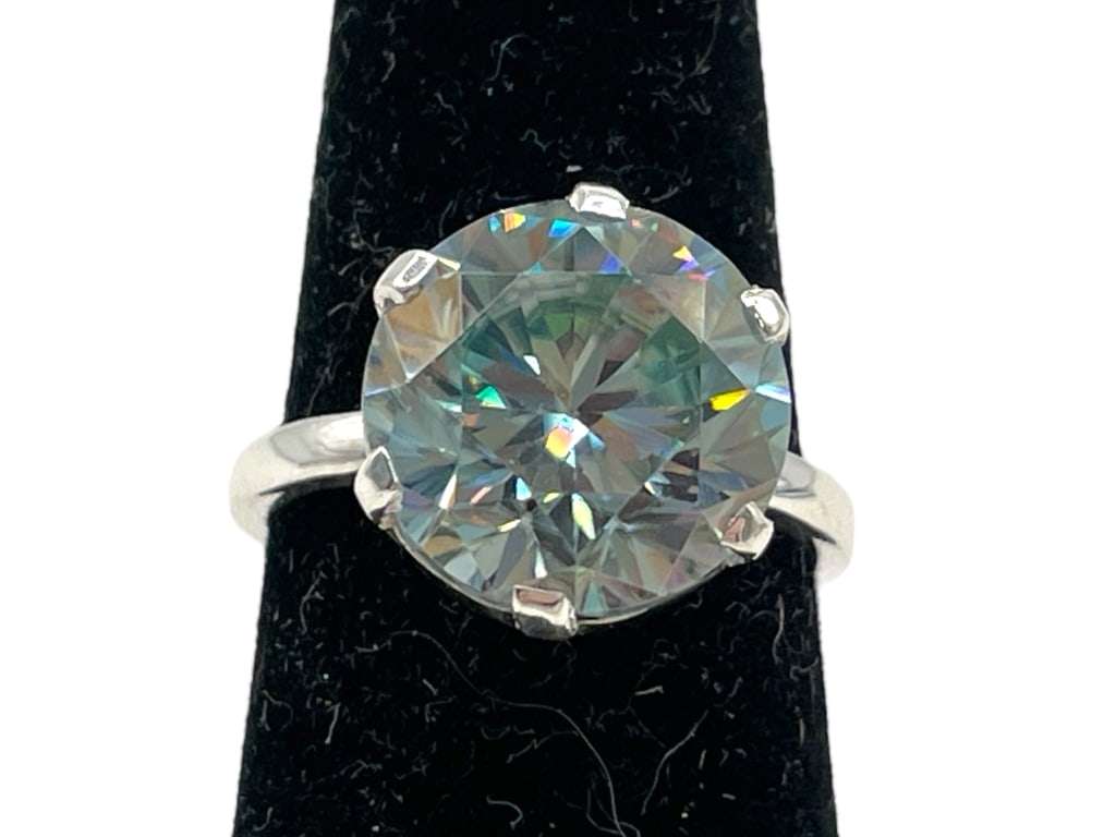 BLUE MOISSANITE & STERLING SOLITAIRE RING 5G SZ 7 (1 of 5)