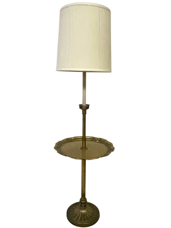 VINTAGE BRASS SMOKERS TABLE FLOOR LAMP 56"H (1 of 8)