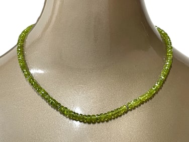 FACETED PERIDOT BEAD NECKLACE