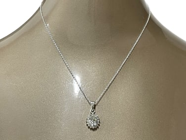 OVAL HALO CZ PENDANT NECKLACE