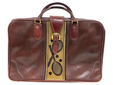 PRINCIPE LEATHER SUITCASE WITH A TENNIS MOTIF 24"